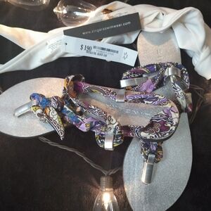 Zingara Purple Paisley Tie-Strap Sandals